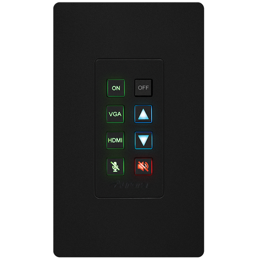 Aurora Multimedia DXB-8i-G2-B 8-Button 1-Gang Backlit Button Control Pad (Black) Remote Control Aurora