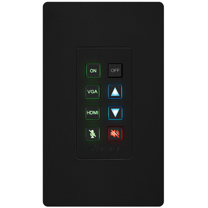 Aurora Multimedia DXB-8i-G2-B 8-Button 1-Gang Backlit Button Control Pad (Black) Remote Control Aurora