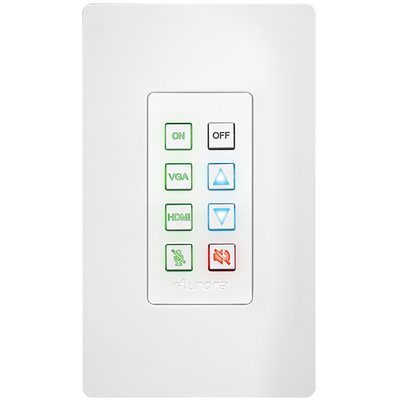 Aurora Multimedia DXB-8i-G2-W 8-Button 1-Gang Backlit Button Control Pad (White) Remote Control Aurora