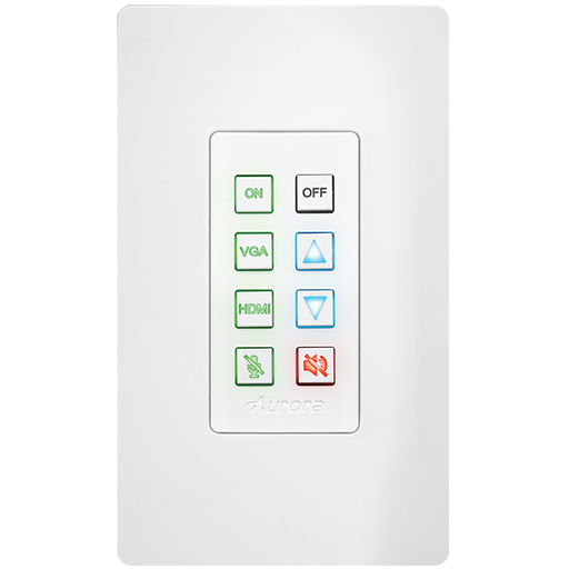 Aurora Multimedia DXB-8i-G2-W 8-Button 1-Gang Backlit Button Control Pad (White) Remote Control Aurora