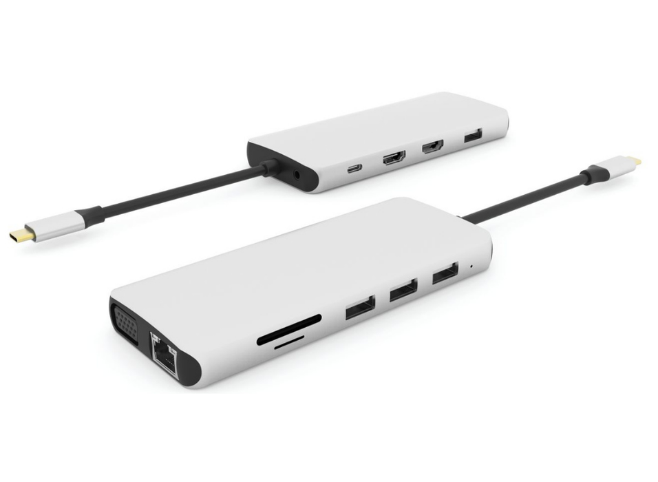 eSTUFF 12-in-1 Triple Display Mobile USB-C Hub For PC And Tablets | ES623009