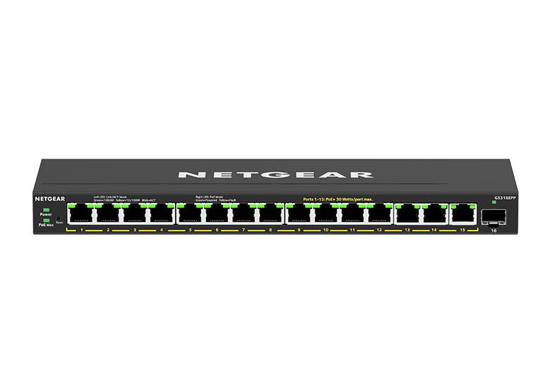 Netgear GS316EPP-100UKS 16-Port High-Power PoE+ Gigabit Ethernet Plus Switch (231W) with 1 SFP Port Network Switch Netgear