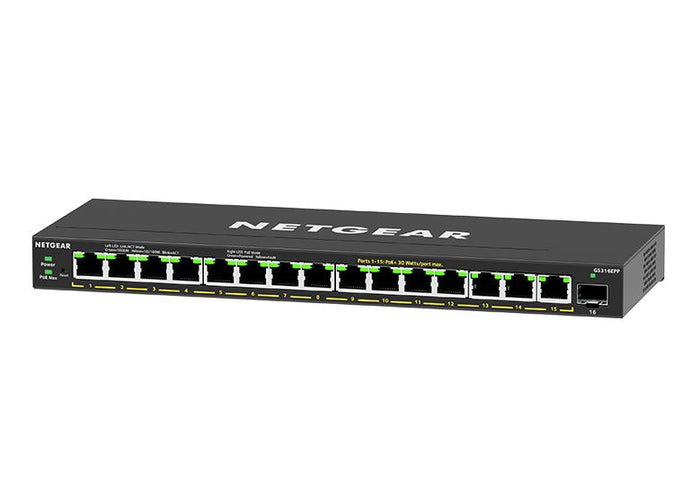 Netgear GS316EPP-100UKS 16-Port High-Power PoE+ Gigabit Ethernet Plus Switch (231W) with 1 SFP Port Network Switch Netgear