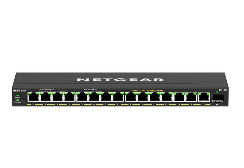 Netgear GS316EP-100UKS 16-Port PoE+ Gigabit Ethernet Plus Switch (180W) with 1 SFP Port Network Switch Netgear