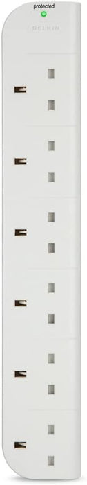 Belkin E-Series 6 Socket 3-Metre SurgeStrip™ White Protector | F9E600UK3M