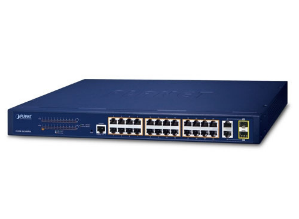 Planet 24-Port 10/100TX 802.3at PoE + 2-Port Gigabit TP/SFP Combo Managed Ethernet Switch | FGSW-2624HPS4 Network Switch Planet