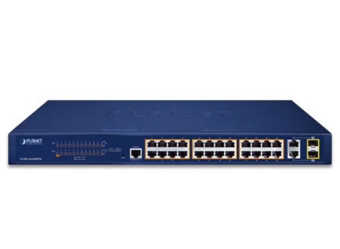 Planet 24-Port 10/100TX 802.3at PoE + 2-Port Gigabit TP/SFP Combo Managed Ethernet Switch | FGSW-2624HPS4 Network Switch Planet