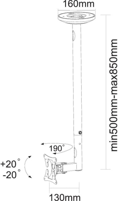 NeoMounts FPMA-C050SILVER Monitor Ceiling Mount For 10-30" Screens