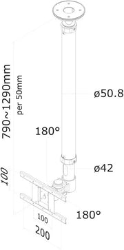 NeoMounts FPMA-C100WHITE Monitor Ceiling Mount For 10-30" Screens Ceiling Mount Bracket NeoMounts