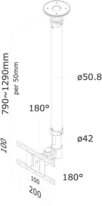 NeoMounts FPMA-C100 Monitor Ceiling Mount - For 10-30" Screens