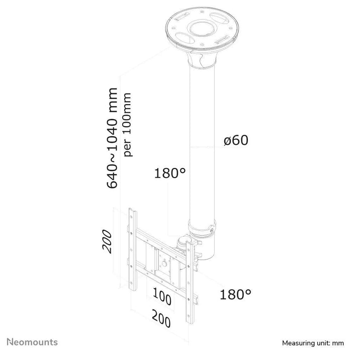 NeoMounts FPMA-C200BLACK Monitor Ceiling Mount - For 10-40" Screens