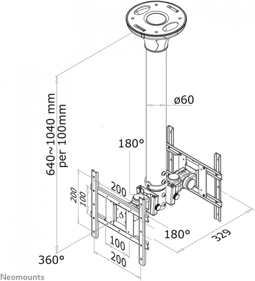 Neomounts FPMA-C200D 10"-40" Screen Ceiling Mounts Ceiling Mount Bracket NeoMounts