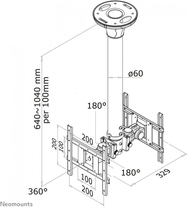 Neomounts FPMA-C200D 10"-40" Screen Ceiling Mounts