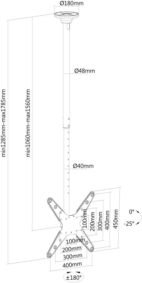 Neomounts FPMA-C340BLACK Ceiling Mount 32"-55" | Adjustable Pole 106–156 cm Ceiling Mount Bracket NeoMounts