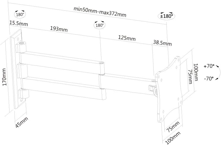 Neomounts 10" - 27" Swivel Wall Mount Bracket | FPMA-W830BLACK Wall Mount Bracket NeoMounts