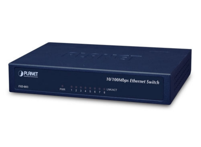 Planet 8-Port 10/100Mbps Fast Ethernet Switch | FSD-803 Network Switch Planet