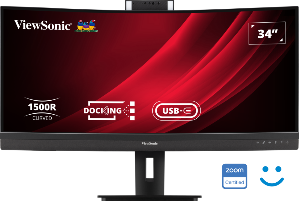 ViewSonic VG3457CV 34" UWQHD 21:9 Curved Video Conferencing Docking Monitor Desktop Monitor ViewSonic