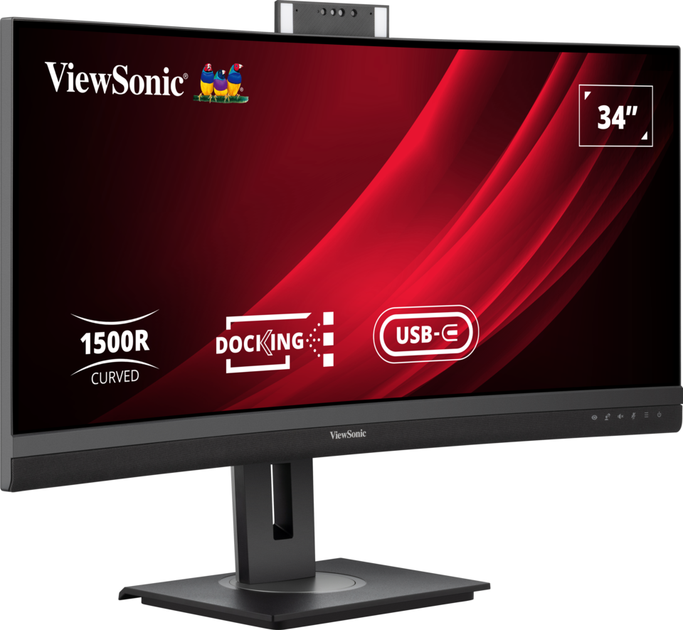 ViewSonic VG3457CV 34" UWQHD 21:9 Curved Video Conferencing Docking Monitor Desktop Monitor ViewSonic