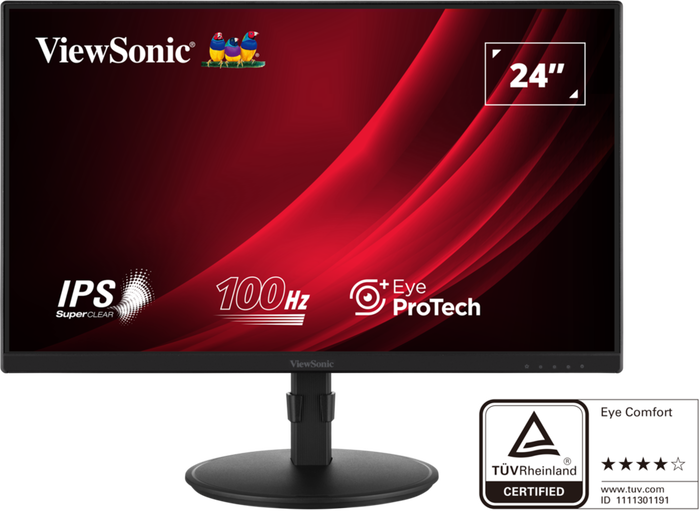 ViewSonic VA2408-HDJ 24” IPS Full HD 100Hz Ergonomic Monitor with Fast 1ms Response Time Desktop Monitor ViewSonic