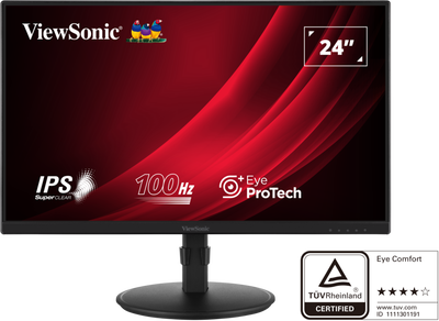 ViewSonic VA2408-HDJ 24” IPS Full HD 100Hz Ergonomic Monitor with Fast 1ms Response Time Desktop Monitor ViewSonic