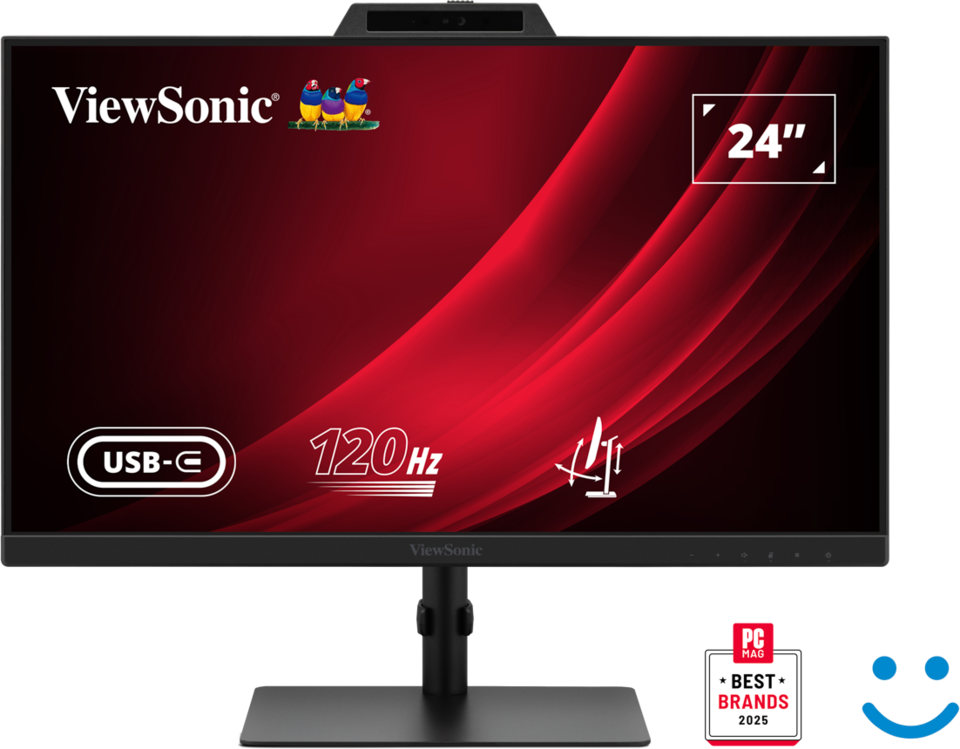 ViewSonic VG2441V 24” FHD USB-C Video Conferencing Monitor with Windows Hello–Certified Webcam Desktop Monitor ViewSonic