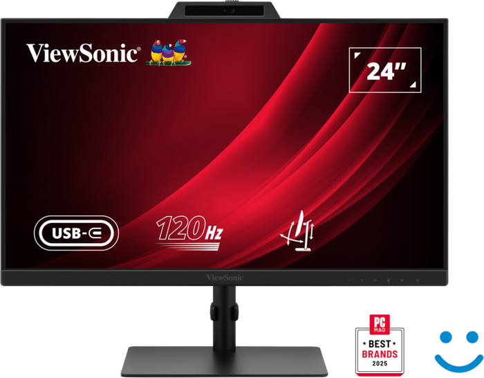 ViewSonic VG2441V 24” FHD USB-C Video Conferencing Monitor with Windows Hello–Certified Webcam Desktop Monitor ViewSonic