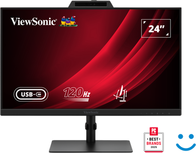 ViewSonic VG2441V 24” FHD USB-C Video Conferencing Monitor with Windows Hello–Certified Webcam Desktop Monitor ViewSonic