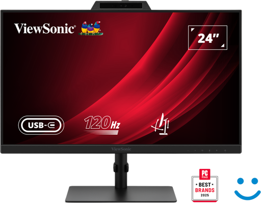 ViewSonic VG2441V 24” FHD USB-C Video Conferencing Monitor with Windows Hello–Certified Webcam Desktop Monitor ViewSonic