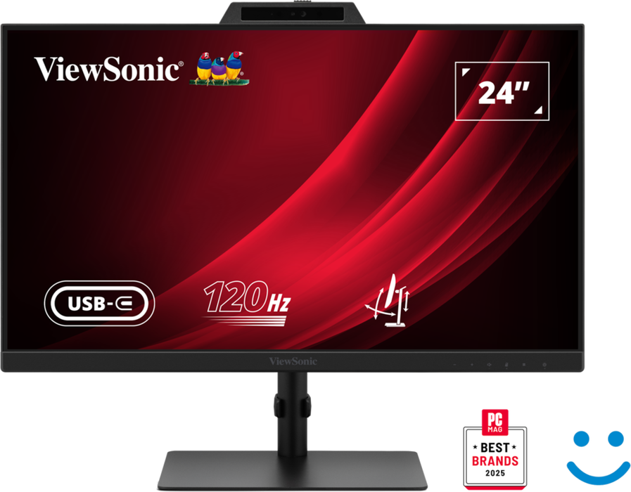 ViewSonic VG2441V 24” FHD USB-C Video Conferencing Monitor with Windows Hello–Certified Webcam Desktop Monitor ViewSonic