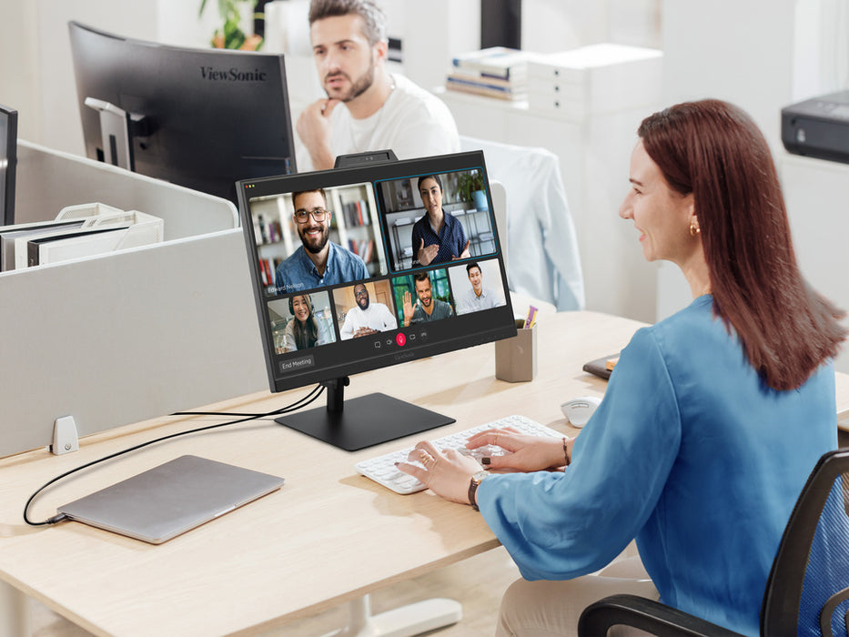 ViewSonic VG2441V 24” FHD USB-C Video Conferencing Monitor with Windows Hello–Certified Webcam Desktop Monitor ViewSonic