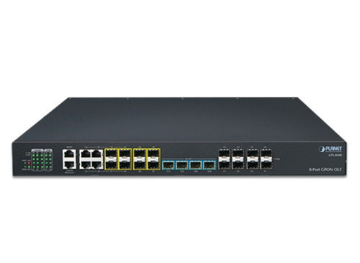 Planet 8-Port GPON OLT with 4-Port Gigabit TP/SFP Combo + 4-Port 1000X SFP + 4-Port 10G SFP+ Planet Optical Line Terminals Planet