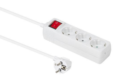 MicroConnect 3-Way Schuko Power Socket with On/Off Switch, 3m, White | GRU0033WS MicroConnect Power Strip MicroConnect
