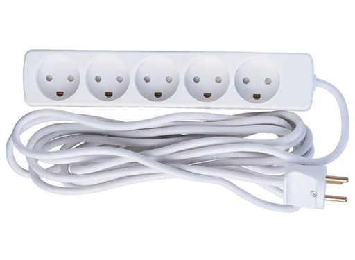 MicroConnect 5-Way Danish Socket Power Strip - 5m, White | GRU0055WDK MicroConnect Power Strip MicroConnect