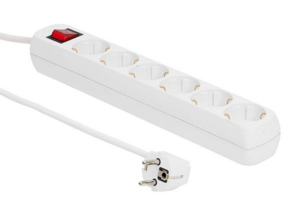 MicroConnect 1.8M,6-way Schuko Socket Power Strip, White | GRU006W MicroConnect Power Strip MicroConnect