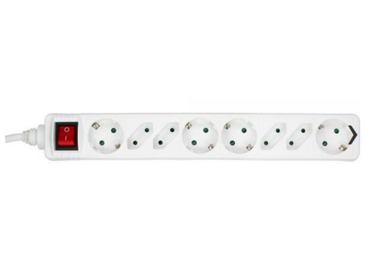 MicroConnect 8-Port Power Strip, 3m Cable, White | GRU0083W MicroConnect Power Strip MicroConnect