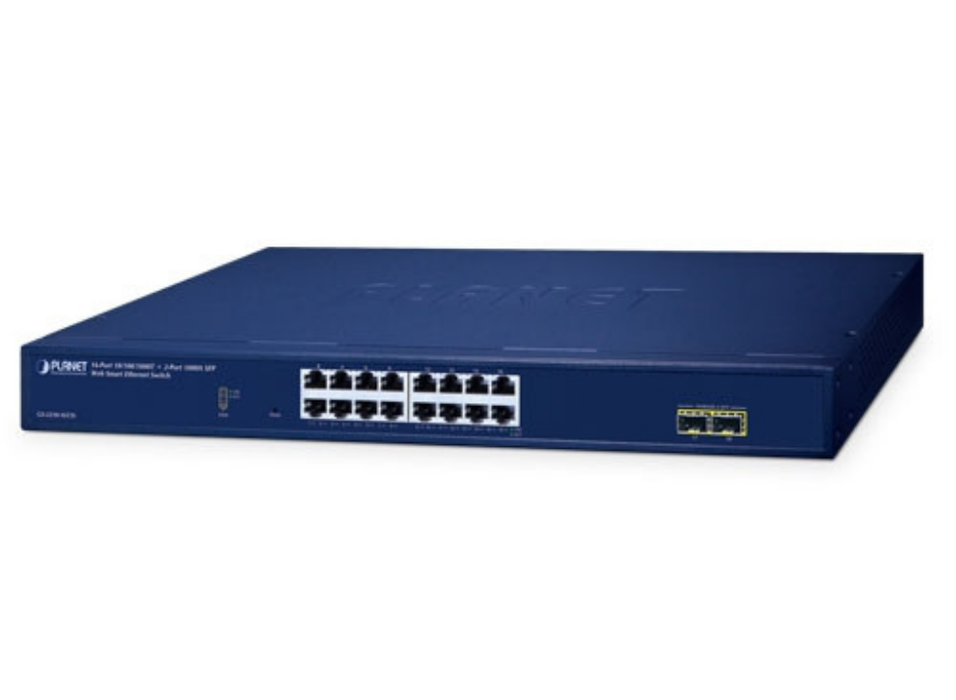 Planet 16-Port 10/100/1000T + 2-Port 1000X SFP Web Smart Ethernet Switch Planet Network Switches Planet