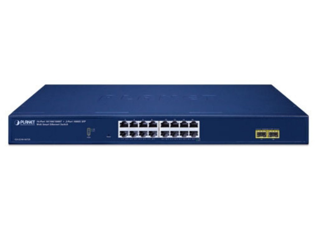 Planet 16-Port 10/100/1000T + 2-Port 1000X SFP Web Smart Ethernet Switch Network Switch Planet