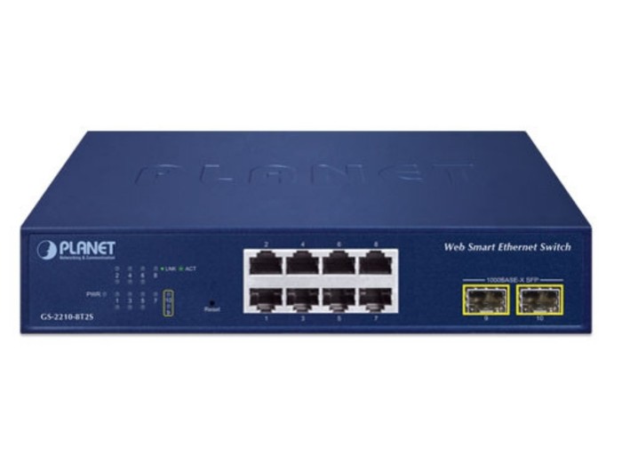 Planet 8-Port 10/100/1000T + 2-Port 1000X SFP Web Smart Ethernet Switch | GS-2210-8T2S Network Switch Planet