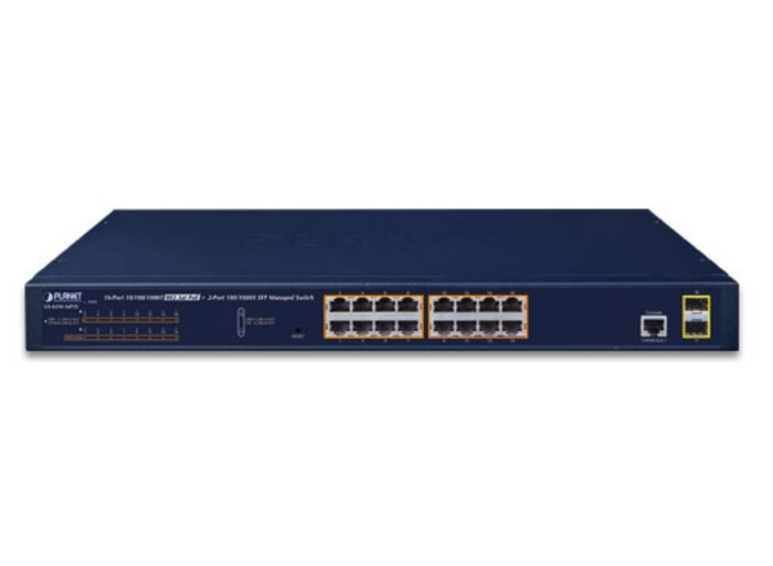 Planet 16-Port 10/100/1000T 802.3at PoE + 2-Port 100/1000X SFP Managed Switch | GS-4210-16P2S Network Switch Planet