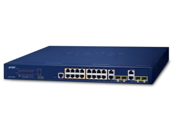 Planet 16-Port 10/100/1000T 802.3at PoE + 4-Port Gigabit TP/SFP Combo Managed Switch | GS-4210-16P4C Network Switch Planet