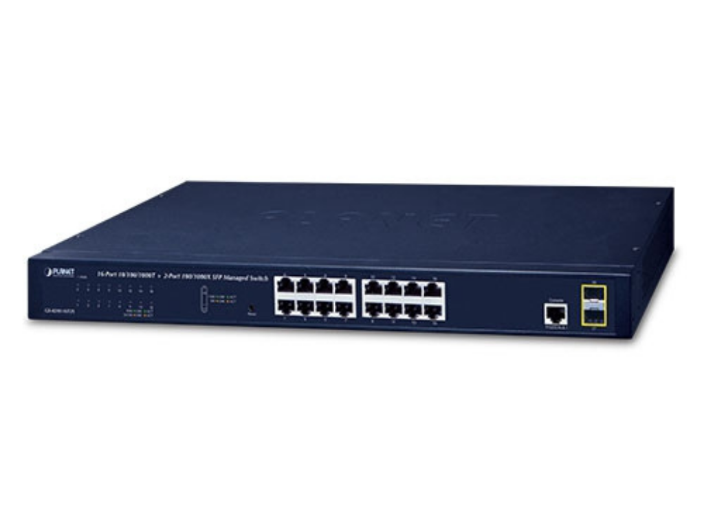 Planet 16-Port Layer 2 Managed Gigabit Ethernet Switch W/2 SFP Interfaces Network Switch Planet