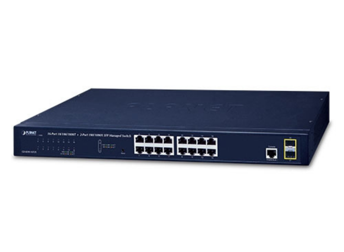 Planet 16-Port Layer 2 Managed Gigabit Ethernet Switch W/2 SFP Interfaces Network Switch Planet