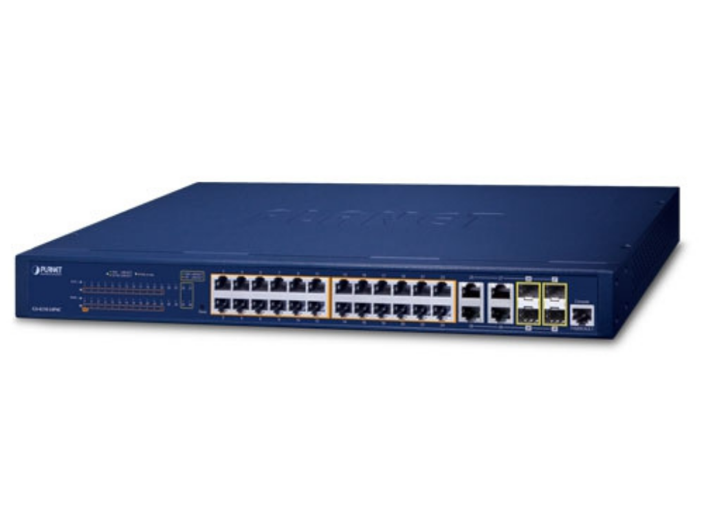 Planet 24-Port 10/100/1000T 802.3at PoE + 4-Port Gigabit TP/SFP Combo Managed Switch | GS-4210-24P4C Network Switch Planet