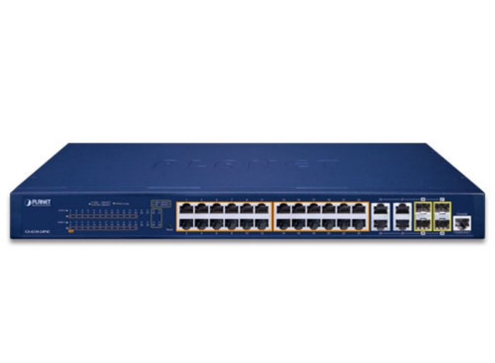 Planet 24-Port 10/100/1000T 802.3at PoE + 4-Port Gigabit TP/SFP Combo Managed Switch | GS-4210-24P4C Network Switch Planet