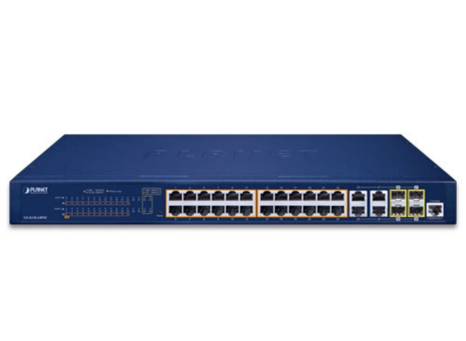 Planet 24-Port 10/100/1000T 802.3at PoE + 4-Port Gigabit TP/SFP Combo Managed Switch | GS-4210-24P4C