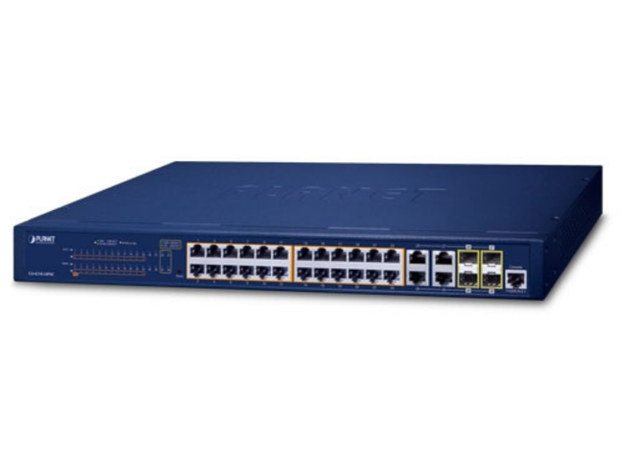 Planet 24-Port 10/100/1000T 802.3at PoE + 4-Port Gigabit TP/SFP Combo Managed Switch | GS-4210-24PL4C Network Switch Planet
