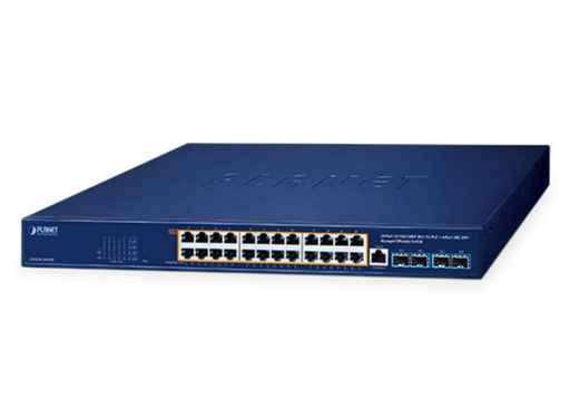 Planet 24-Port 10/100/1000T 802.3bt PoE + 4-Port 10G SFP+ Managed Ethernet Switch | GS-4210-24UP4X Planet Network Switches Planet