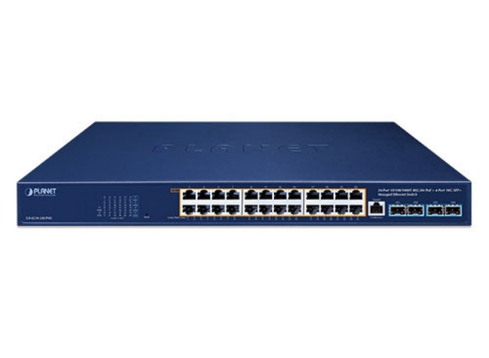Planet 24-Port 10/100/1000T 802.3bt PoE + 4-Port 10G SFP+ Managed Ethernet Switch | GS-4210-24UP4X Network Switch Planet