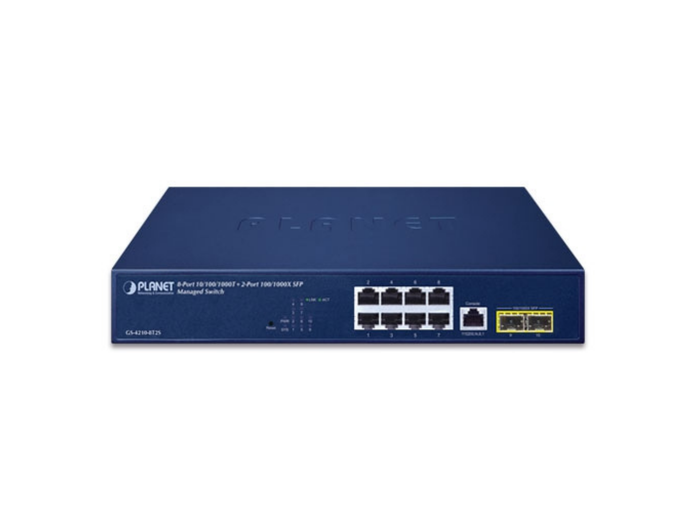 Planet 8-Port 10/100/1000T + 2-Port 100/1000X SFP Managed Switch | GS-4210-8T2S Network Switch Planet