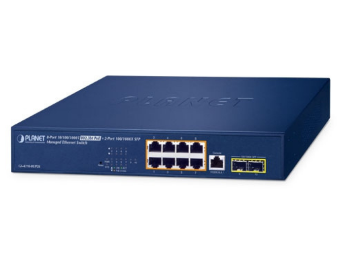 Planet 8-Port 10/100/1000T 802.3bt PoE + 2-Port 100/1000X SFP Managed Ethernet Switch Network Switch Planet